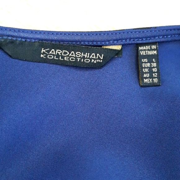 Kardashian Kollection fitted midi Dress in cobalt blue with black lace p… - Picture 8 of 10